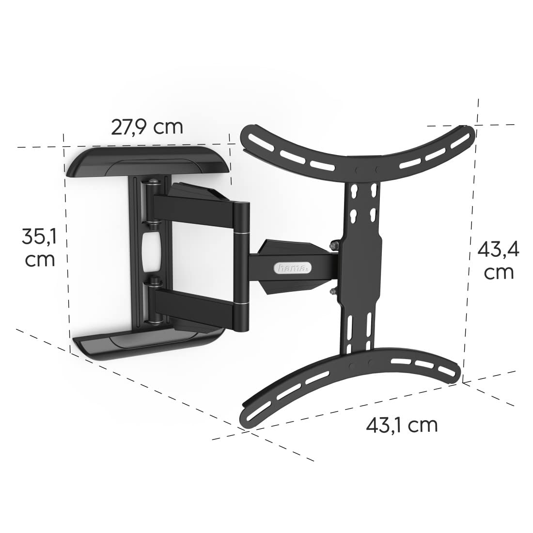Hama TV-Wandhalterung (neigbar, schwenkbar, vollbeweglich für Fernseher von 32 bis 65 Zoll (81 cm bis 165 cm Bildschirmdiagonale), inkl. Fischer Dübel, VESA bis 400x400, max. 35 kg) schwarz