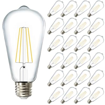 Sunco 24 Pack Dusk to Dawn LED Outdoor Lights Bulb, ST64 Edison Style Automatic Light Sensing Bulbs, 800 LM, 7W (60W Equivalent), ST19, 2700K Soft White, E26 Base UL