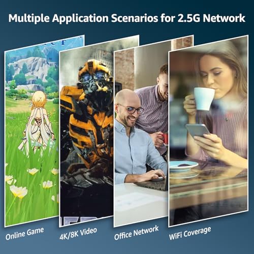 Image of YuanLey 10 Port 2.5G PoE Switch Unmanaged, 8 x 2.5G Base-T PoE Ports, 2 x 10G SFP, IEEE802.3af /at, 120W, Compatible with 100 /1000 /2500Mbps, Metal Fanless, VLAN, Rack Mount 2.5Gbe Network Switch