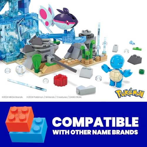 MEGA Pokémon Aventure Aquatique Jouet de construction avec 319 pièces et figurines articulées Écayon, Carapuce et Psykokwak, pour enfants, HXF79
