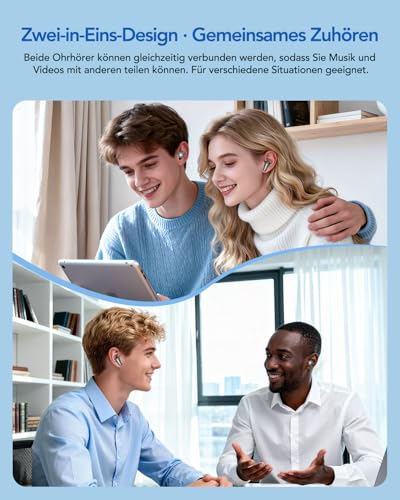 Relxhome MS108 Übersetzer Kopfhörer, Zwei Paar Kopfhörer, Übersetzungskopfhörer 135 Sprachen mit App, 6 Übersetzungsmodi, Bluetooth 6.0, Geeignet für Lernen, Business