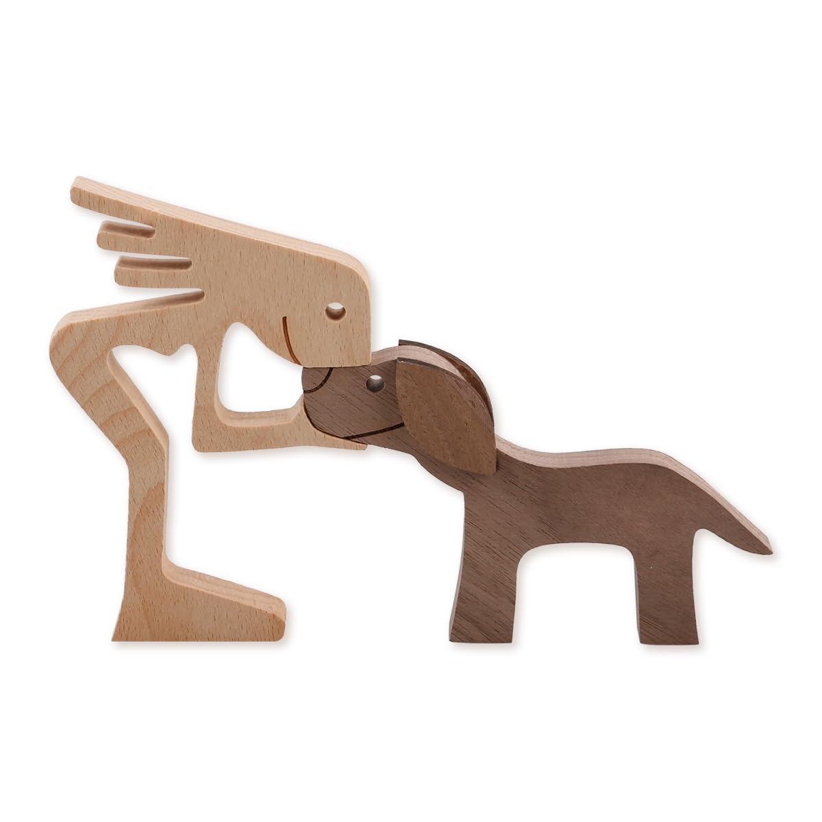 Lotsdonxia Girls Wooden Dog And Puppy Carving Statue – Unique Handmade Craft Puppy Figurine For Creative Home Décor (S And Dogs)
