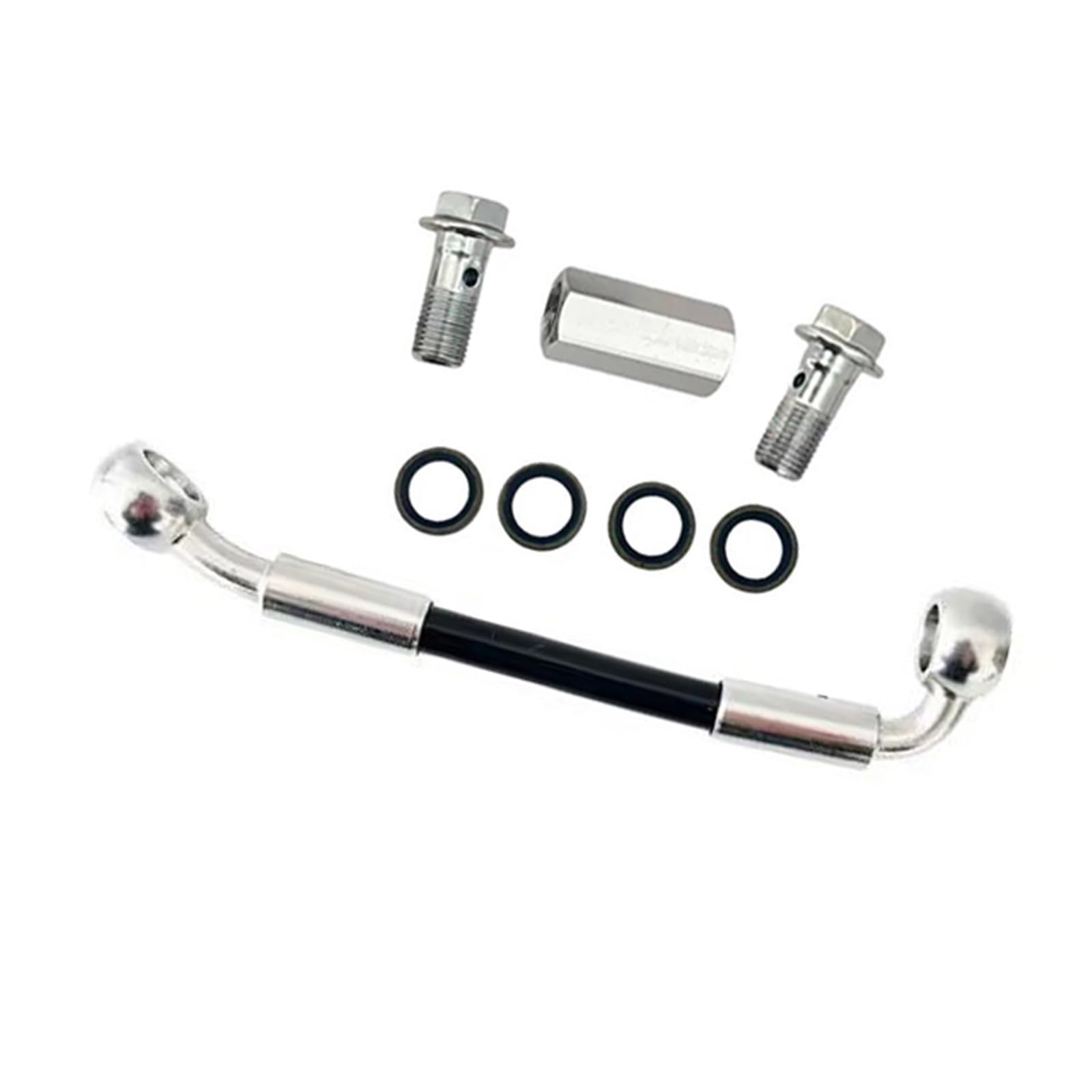 Motorrad-Bremsschlauch 28°-90° Motorradzubehör AN3 Bremsleitungsverlängerungsverbinder Adapter Doppelbremssattel Ölschlauch Doppelscheibe 2-Wege-Adapter Schraube M10x1(15cm)
