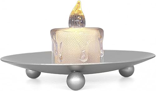 Miniatura 6 de Portavelas decorativo de hierro, soporte de vela para velas LED y de cera, spa, baño, bodas, 4.33 x 0.78 pulgadas, juego de 3 (plateado)