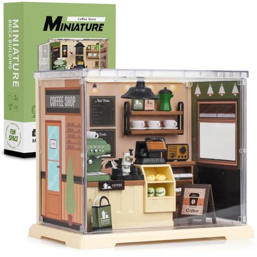 Image of Miniature Coffee Store DIY Kit | 90 PCS Mini House Building Set | LED Warm Light Model | Creative Desktop Decoration Toy for Kids & Adults