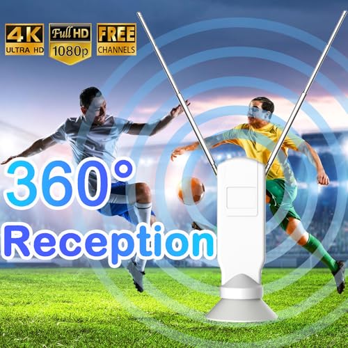 Antena de TV interna para Smart TV, antena HD digital omnidirecional de longo alcance sem cabo, suporta 4K/8K/1080p para canais locais gratuitos, com super amplificador de sinal (branco 1 peça)