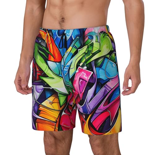 Graffiti Drawing Print Men Stylish Functionality Swim Trunks Breathable Beach Shorts Surfing Gym Fishing2