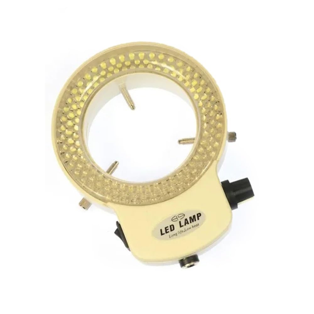 Microscope Adjustable 144 LED Ring Light Illuminator Lamp for Industry Stereo Microscope AC Power Adapter(White)