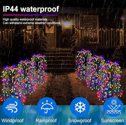 Pack 4 Luces Solar RGB Exterior Impermeable Árb. Sauce miniatura 6
