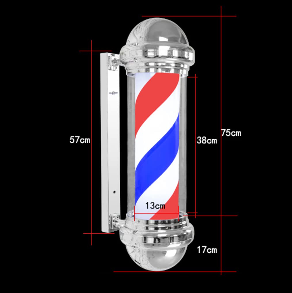 Lampy ścienne Barber Pole Light LED Outdoor Classic Hair Salon Barber Shop Open Sign Red White Blue Strips Rotacyjne dekoracyjne wodoodporne Oszczędzające energię Lampy ścienn，Blueandwhite