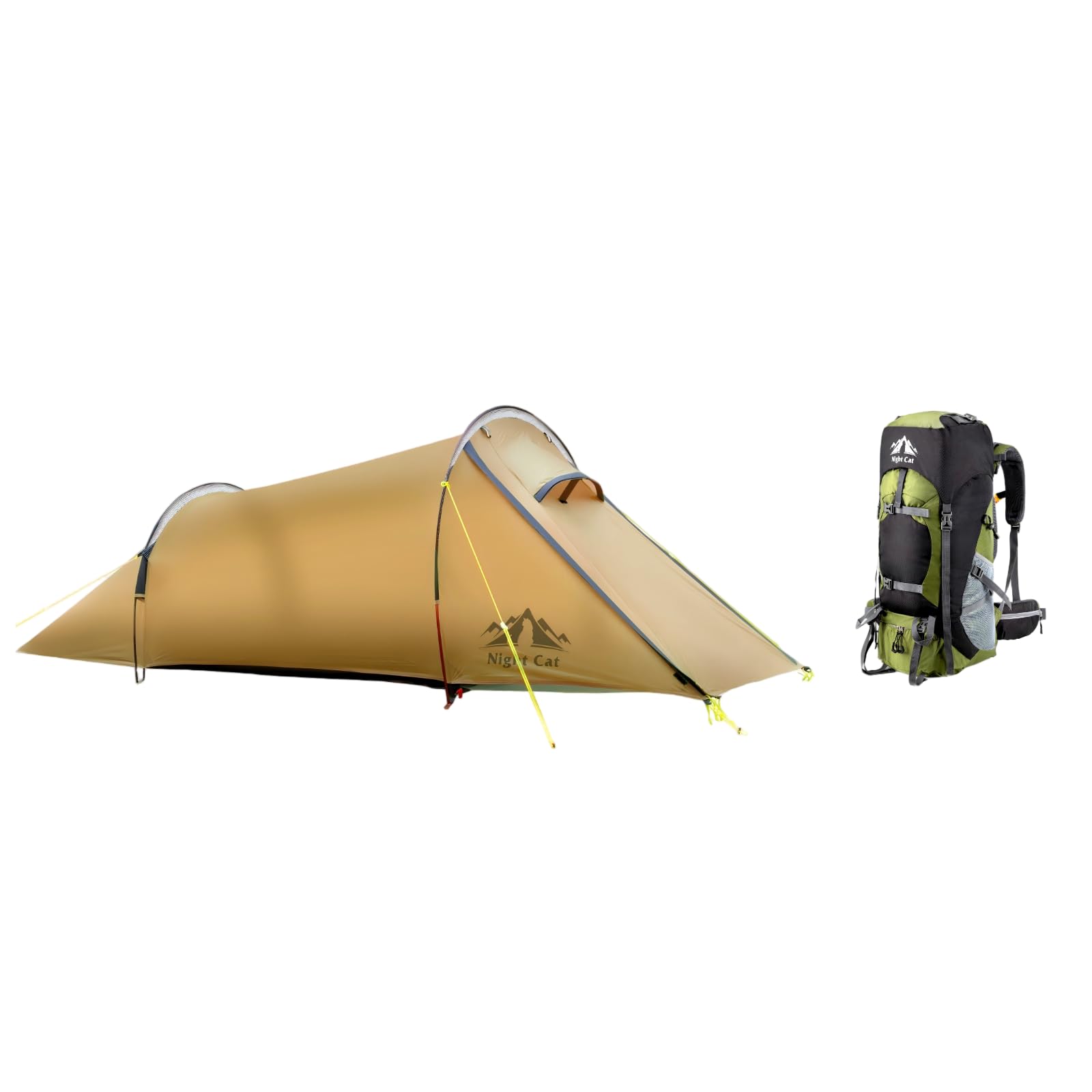 Night Cat Tunnelzelt 1 Personen Ultraleichtes und Wanderrucksack 70L Rucksack für Fahrradtour Trekking Camping