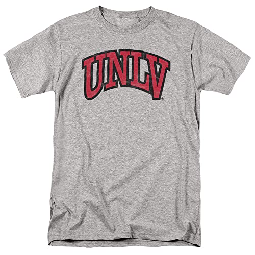 UNLV Official Distressed Primary Logo Unisex Adult T Shirt,Athletic Heather, Large