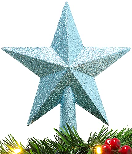 Christmas Concepts® 20 cm Glitter Tree Topper - ornamento para a ponta da árvore de Natal (azul gelo)