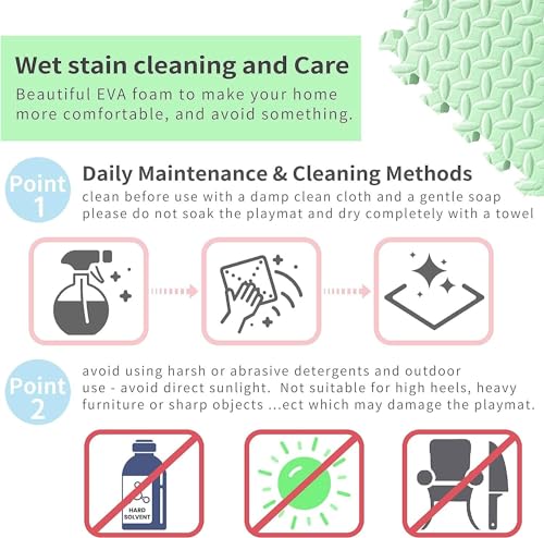 Image of Puzzle Flooring || Kids Interlocking Play mat || Baby Play Mat || Play mats for Kids || 12 MM Thick (9 Tiles - 36 Square Feet, Blue Green)