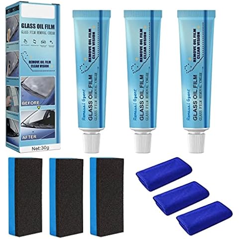 SENGHUI Car Glass Oil Film Cleaner Removal Cream Paste Windshields Cleaning Liquid Water Spot Remover with Sponge and Towel (3Sets) Cover