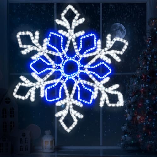 Wettal 36 Inch Christmas Snowflake Lights Outdoor Decor, Waterproof Blue