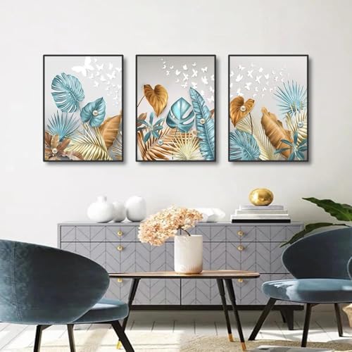 Cuadro sobre lienzo de hojas de monstera abstractas de 45x60cm para renovar tu salón 4