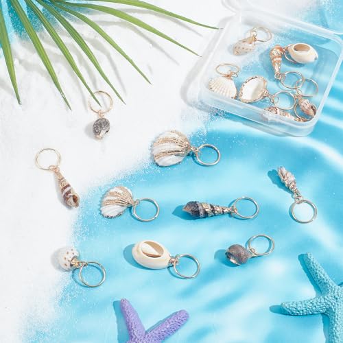 PLIGREAT 16 Pcs Seashell Conch Dreadlock Rings Charms Set, DIY Locs Accessories - Image 4