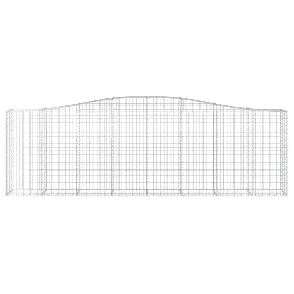 Gaviones con arco alto, 25 unidades, 400 x 50 x 120/140 cm, color plateado | Resistente muro de piedra para protección visual y protección contra el viento para patio delantero, terraza y exterior.