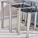 NICEME Glass Nest of Tables Set of 3, Rectangular End Table, Glass Coffee Table for Living Room (Black) - Image 7