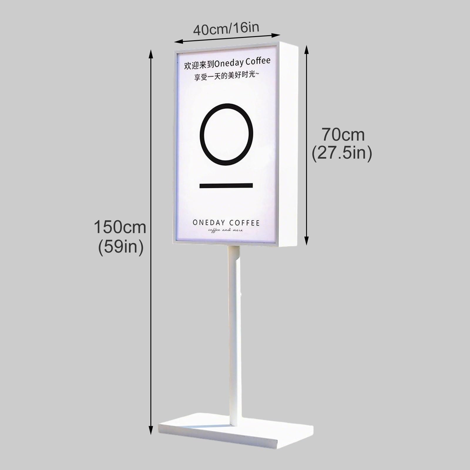 Soporte para carteles con luz LED, soporte de suelo para exhibición al aire libre, soporte de póster para señalización, 40 x 70 x 120 cm, soporte versátil para carteles para eventos y promociones