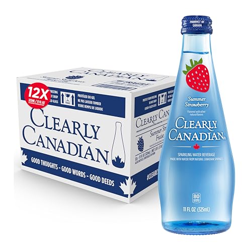 Image of Clearly Canadian Summer Strawberry Sparkling Spring Water Beverage, Natural & Carbonated. 1 Case (12 Bottles x 325mL)