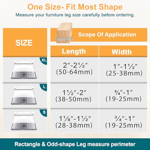 Image of 32 Pcs Rectangle Chair Leg Protectors for Hardwood Floors - Silicone Felt Furniture Pads, Scratch /Noise Reducing Covers, X-Large(Fit L:2 inch to 2-1 /2 inch,W:1 inch to 1-1 /2 inch)