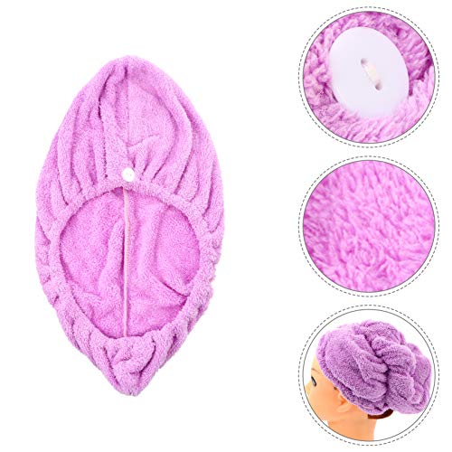 PIXNOR Touca de Toalha de Secagem de Cabelo Com Botões Elástico Absorvente de Toalha de Cabelo Envol