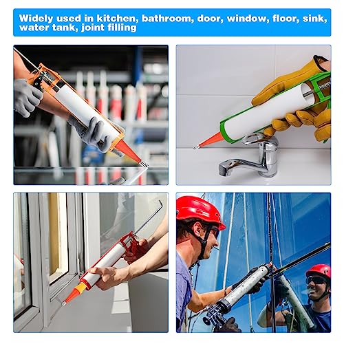 Hejo 27Pcs Caulking Sealing Nozzles Kit, Universal Stainless Steel and Sicone Integrated Caulking Caulk Nozzle Applicator Finisher, Glue Silicone Sealant Finishing Tool Caulking Gun Kit with Base - Image 3