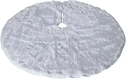 Saia Para Arvore de Natal Pelucia 70 CM Cores Branca - Verde - Vermelho - Rose Tapete Árvore de Natal Enfeites para Arvore de Natal, Base de Arvore de Natal Decoração de Natal (BRANCO)