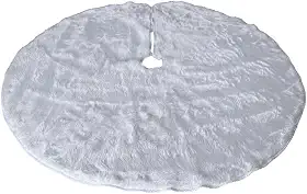 Saia Para Arvore de Natal Pelucia 70 CM Cores Branca - Verde - Vermelho - Rose Tapete Árvore de Natal Enfeites para Arvore de Natal, Base de Arvore de Natal Decoração de Natal (BRANCO)