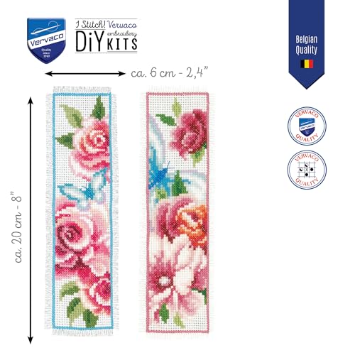 Image of Vervaco Cross Stitch Bookmark Kit Flowers and Butterflies (Set of 2) 2.4 inch x 8 inch