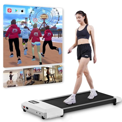 Receable Cinta de Correr para Dispositivo Portatil Alta Tecnología, Cinta de Andar Elecrica Escritorio APP Control 136KG, Walking Pad con Crusos Ejercicios Gratuitos y Multi-jugador Carrera para Casa