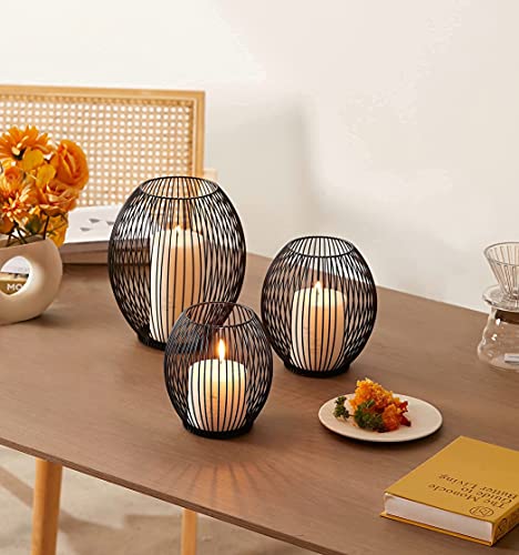 Oleek SET CANDLE HOLDER Outdoor Candle Holder Decor Set - Black Candle Holder - Candle Holders For Table Centerpiece - Hurricane Candle Holder thumb #6