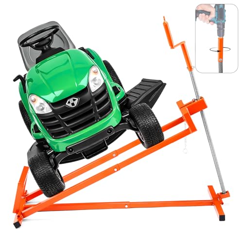 SUNROAD Lawn Mower Lift Jack,Telescopic Maintenance Lawn Mower Jack for Garden Tractors & Riding Lawn Mowers, 880 Lbs Weight Capacity Mower Lift with Manual Handle and Power Tool Extension Handle