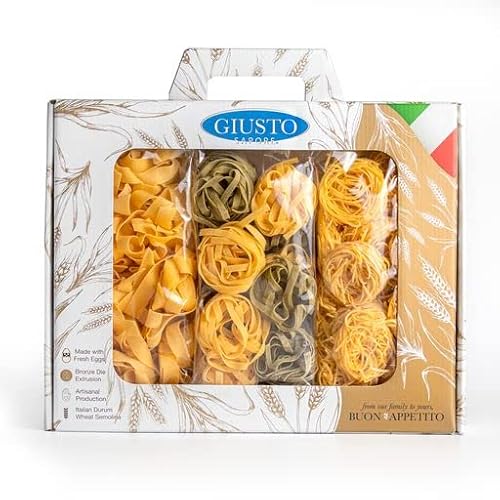 Giusto Sapore Pasta Gift Set - Imported From Italy - Perfect For The Foodie In Your Life - Classic Trio Pappardelle, Tagliatelle & Tagliolino #TOP17