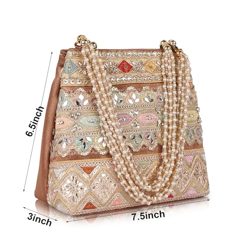 Image of PLANX Velvet SilK Stylish Embroidery Unique Design Traditional Ethnic Wedding Party Handheld Potli For Women | Potli Bag