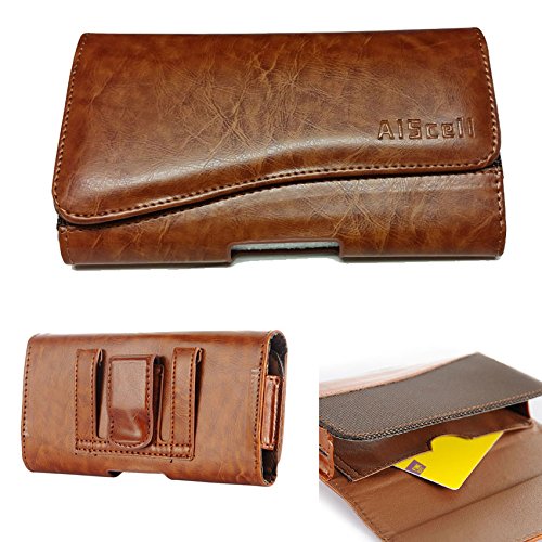 ZTE Maven 2 / Avid Plus/Prestige~High End Pouch Tan Leather Wallet Case Holster with Belt Loops/ID Card Holder[Fits Phone+Hybrid Kickstand/Dual Layer Protective Cover] (TAN ID)