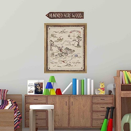 Open Road Brands Disney Winnie The Pooh Hundred Acre Wood Map Framed Wood Wall Decor - Vintage Winnie The Pooh Wall Art For Home Decorating #TOP4
