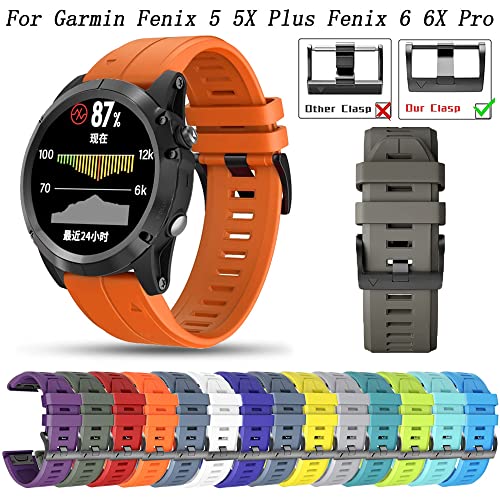 Correa de silicona 26mm Easyfit compatible con Garmin Fenix 5X Plus 2