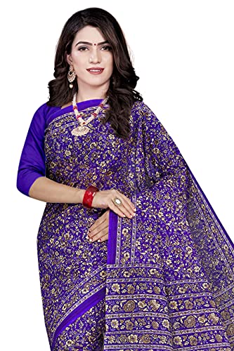 Image of TAMAIRA FASHION Mulmul Pure Cotton Saree For Woman Kalamkari Printed|Office Wear Daily Wear Sarees For Women Without Blouse Piece (Available in 9 Colours)