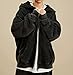 Dynict Men's Zip-Up Hoodies Solid Hip-Hop Y2K Oversize Wash Old Craft Basic Hoodies Heavyweight Casual Fit Sweatshirt (Black,Large)