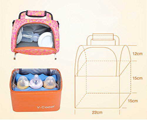 Ecokaki(Tm) Double Insulation Handbag Lunch Bag Milk Preservation Bag Hold Cold Package Tote Organizer Box With Shoulder Strap, Rose #TOP2
