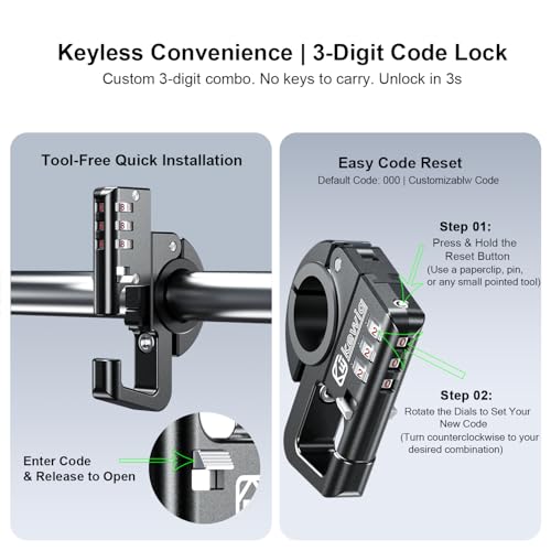 Kewig Aluminum Alloy Helmet Lock with Cable