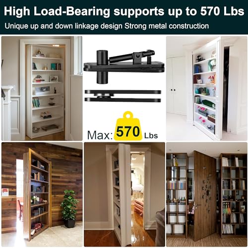 Hfcenxie HFCEN031 Hidden Door Hinge,Heavy Duty Door Hinge,Pivot Hinge,570Lbs Load-Bearing,Solid Stainless Steel,Swinging Pivot Hinge 360°Rotation,Hidden Door Hardware thumb #2