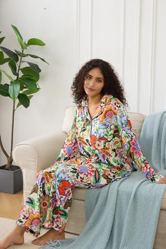 Image of YiNi LuLu Womens Pajamas Set 2 Piece Long Sleeve Sleepwear Button Down Pjs Lounge Set Nightwear with Pockets
