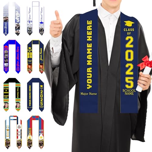 GIFTSDIY Custom Stole for Graduation Personalized Congratulations Sash Photo Text Customize Gifts Class of 2025 72 In Triangle1