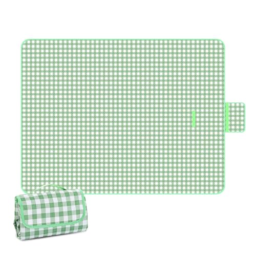 KR KITCHENRAKU レジャーシート 厚手 大きめ ピクニック コンパクト 軽量 防水 チェック柄 折りたたみ お節料理 防湿シート防水 屋外 軽量 遠足 運動会 お花見 ビーチ 防災 おしゃれ キャンプ用 [並行輸入品]