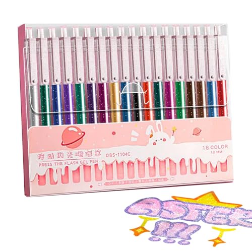 ラメジェルペンセット | ペン なめらかな書き味 - 裏写り防止・にじみ防止 ノック式文房具 学生 ティーン アーティスト 女の子 子供 先生 大人向け 書き心地スムーズ