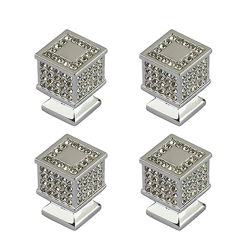 LFWATAXY 4PCS Crystal Cabinet Metal Stylish Shiny Kitchen Hardware Knobs and Pulls Drawer, Furniture Dresser Drawer (with Screws) -  LF00075-A